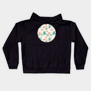 Flowering Succulent Pattern in Cream, Coral and Green Kids Hoodie